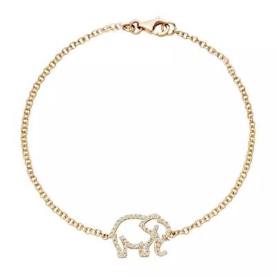 Bracelet d'éléphant en argent sterling 925 avec technologie de micro-insert et diamant blanc CZ