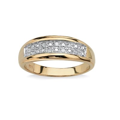 Ensemble de bague de mariage en argent / laiton pour hommes en diamant en or 18 carats plaqué avec des diamants pavés