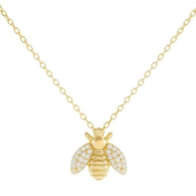 Mode 18K plaqué en or pendentif d'abeille Collier fait à la main par 925 Sterling bijoux en argent