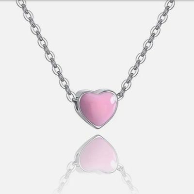 Petit cœur rose plaqué au rhodium Pendants en argent 925 sterling pour femme