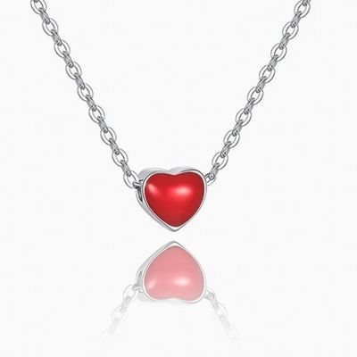 Petit cœur rose plaqué au rhodium Pendants en argent 925 sterling pour femme