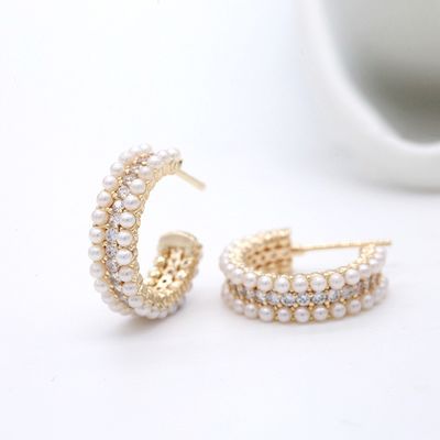 Accessoires pour femmes Boucles d'oreilles en argent sterling 925 avec mère de perle claire CZ