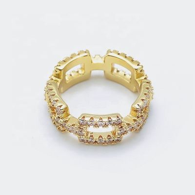 Anneaux de chaîne personnalisés Clair CZ Vrai argent sterling 925 bijoux pour femmes et hommes
