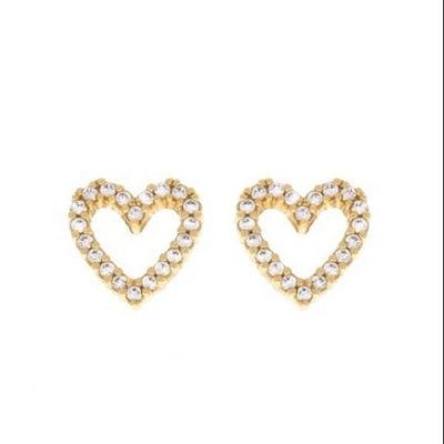 Brass/Copper/925 Sterling Silver Heart Stud Boucles d'oreilles avec une taille de cœur CZ 8 mm