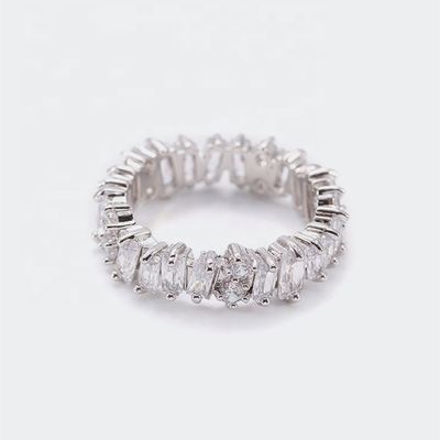Joaillerie en argent pour femmes, bijoux en diamant blanc, zircon, bagues d'éternité avec technologie d'incrustation