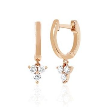 14K Gold Blossom Mini Huggie Diamond Trio Drop Boucles d'oreilles bijoux en argent Matériau principal