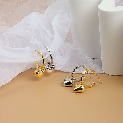 925 Sterling Silver Heart Shape Women Girl Hoop Boucles d'oreilles Brésiliennes ornées bijoux