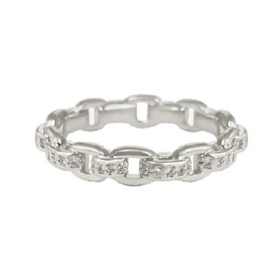 Chaîne de chaîne de bordure 18K or délicat individuel Super Fée 925 Sterling Silver Ring