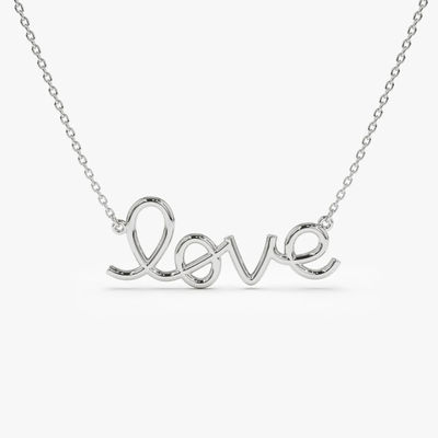 Collier d'amour en argent solide 925 14K plaqué en or Collier d'amour en argent solide 14K Collier d'amour en argent solide 925 Collier d'amour en or pour femmes Cadeau de la Saint-Valentin