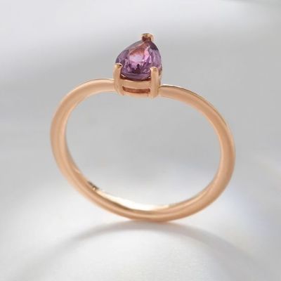 Or rose plaqué 925 Sterling Silver Pear Cut Purple Sapphire courbée anneau empilable