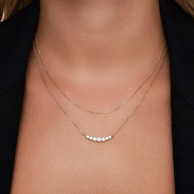 Colliers de tennis en argent sterling 925 minimaliste pour femmes Colliers empilables à plusieurs couches