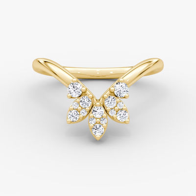 Les nouveaux arrivants conçoivent des anneaux élégants 925 Sterling Silver 18K Gold Petal Crown Band