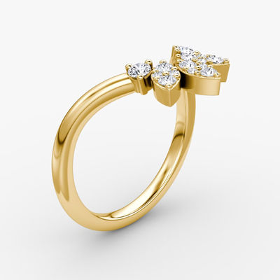 Les nouveaux arrivants conçoivent des anneaux élégants 925 Sterling Silver 18K Gold Petal Crown Band
