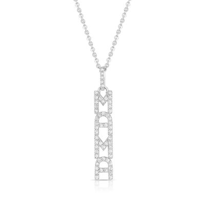 Élégante 925 Sterling Argent 14K Or MAMA Collier flottant Long Collier