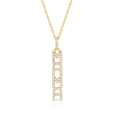 Élégante 925 Sterling Argent 14K Or MAMA Collier flottant Long Collier