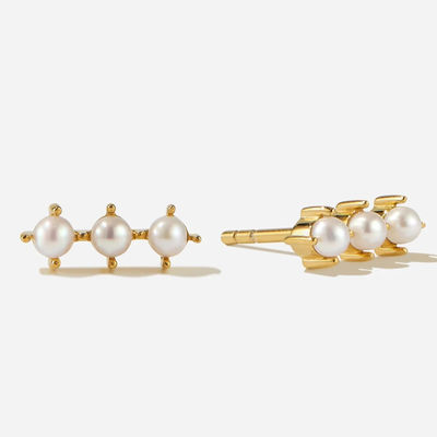 18K or Plating Perle Stud Boucles d'oreilles argent sterling avec logo personnalisé