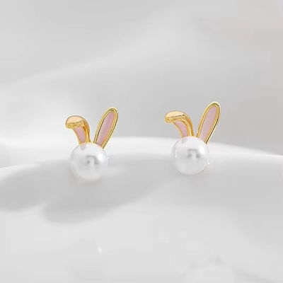 Lapin de Pâques Boucles d'oreilles de perle Dignité Zircon étalons lapin carotte Cute bijoux cadeaux