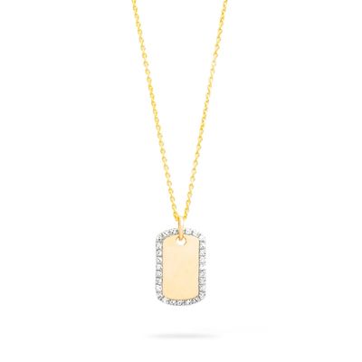 Collier gravé en zircon plaqué au rhodium en or 925 argent sterling