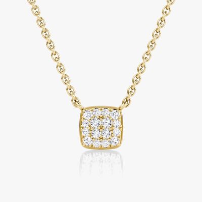Collier pendentif carré en argent sterling 925 plaqué or 18 carats avec oxyde de zirconium