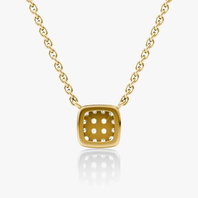 Collier pendentif carré en argent sterling 925 plaqué or 18 carats avec oxyde de zirconium