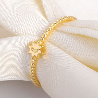 Bague Lune Soleil en Argent Sterling 925 Plaqué Or 18 Carats Bijou Unisexe