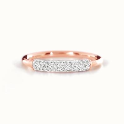Bague empilable en argent sterling 925 plaqué or 18 carats avec oxydes de zirconium pour femmes