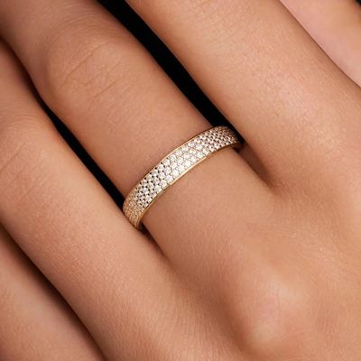 925 Sterling Silver 18K plaqué en or CZ demi-éternité