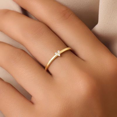 Bague Lotus en Argent Sterling 925 Plaqué Or et Oxyde de Zirconium pour Femme