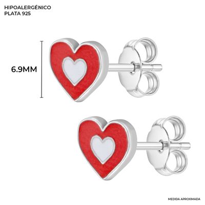 Boucles d'oreilles à clous en forme de cœur en argent sterling 925 pour enfants et femmes