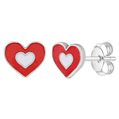 Boucles d'oreilles à clous en forme de cœur en argent sterling 925 pour enfants et femmes