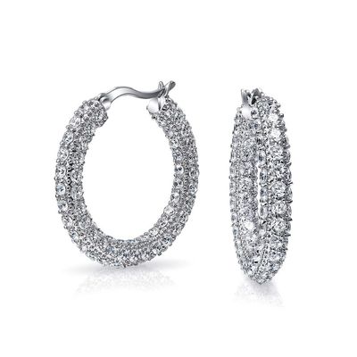 925 Sterling Silver Bridal Pave Blanc CZ Boucles d'oreilles en crochet pour les mariées à la mode