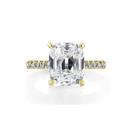 Anneau de fiançailles en argent blanc CZ 925 18K plaqué or Baguette coupée