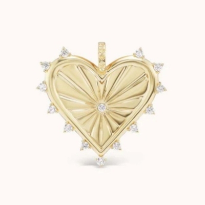 18K Or Blanc CZ Spiked Amour Coeur Charme Collier 925 Argent Pendeurs