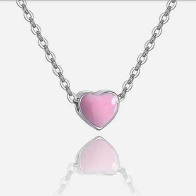Petit cœur rose plaqué au rhodium Pendants en argent 925 sterling pour femme