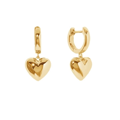 Boucles d'oreilles pendantes en forme de cœur creux en plaqué or 18 carats pour occasion cadeau