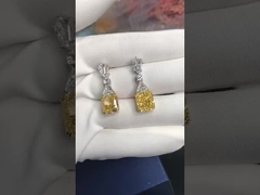 Boucles d'oreilles jaunes CZ en or blanc plaqué 925 cube Boucles d'oreilles en zirconie