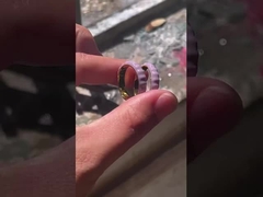 Anneau de fille en émail en argent sterling 925 avec bande d'éternité dorée 18K faite à la main