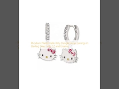 Boucles d'oreilles Hello Kitty en argent sterling avec émail